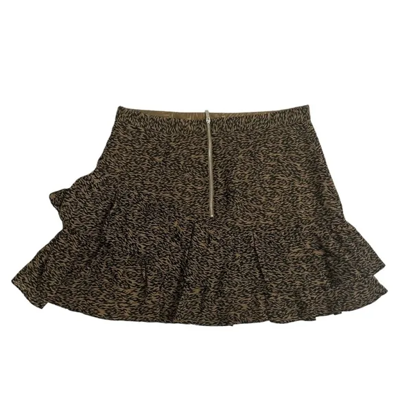 Ted Baker London Skirt Asymmetric Ruffle Brown Dainty Size UK 4 12 Large New