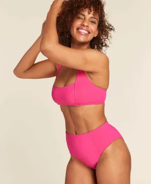 The Archive High Waist Cheeky Bikini Bottom - Flat - Neon - Hibiscus