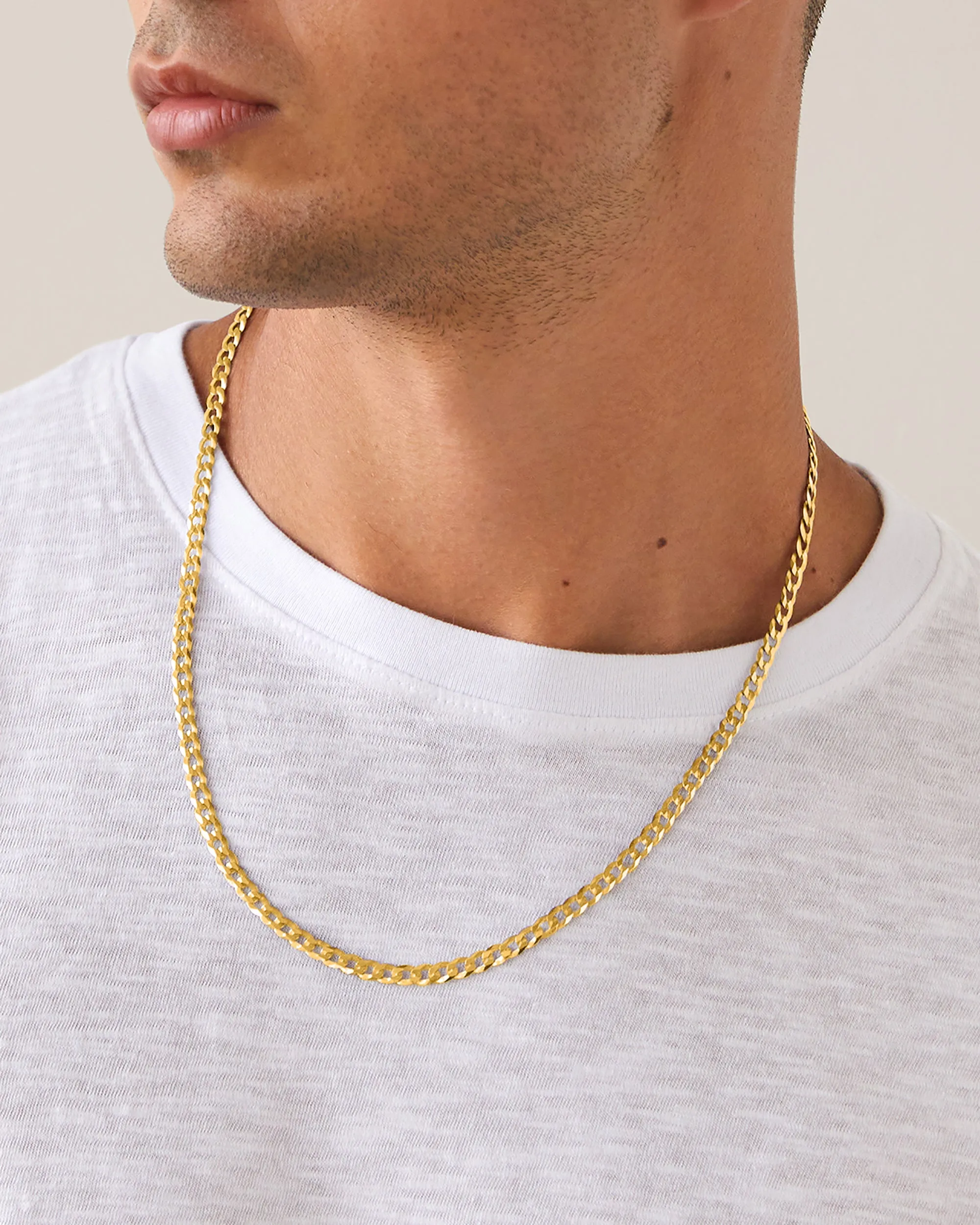 Thin Super Flat Curb Link Chain Necklace