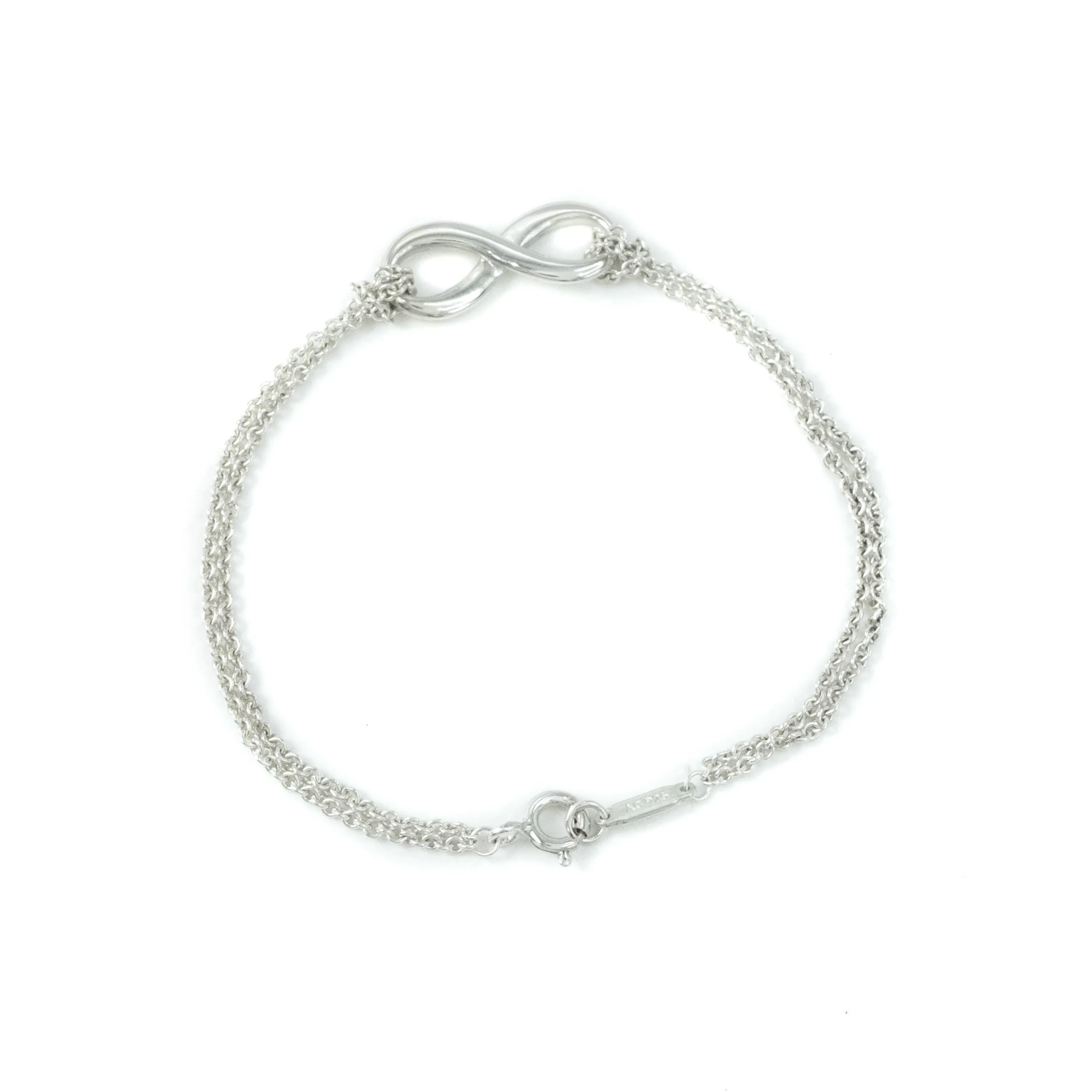 Tiffany & Co Infinity Double Chain Sterling Silver Bracelet - 15cm