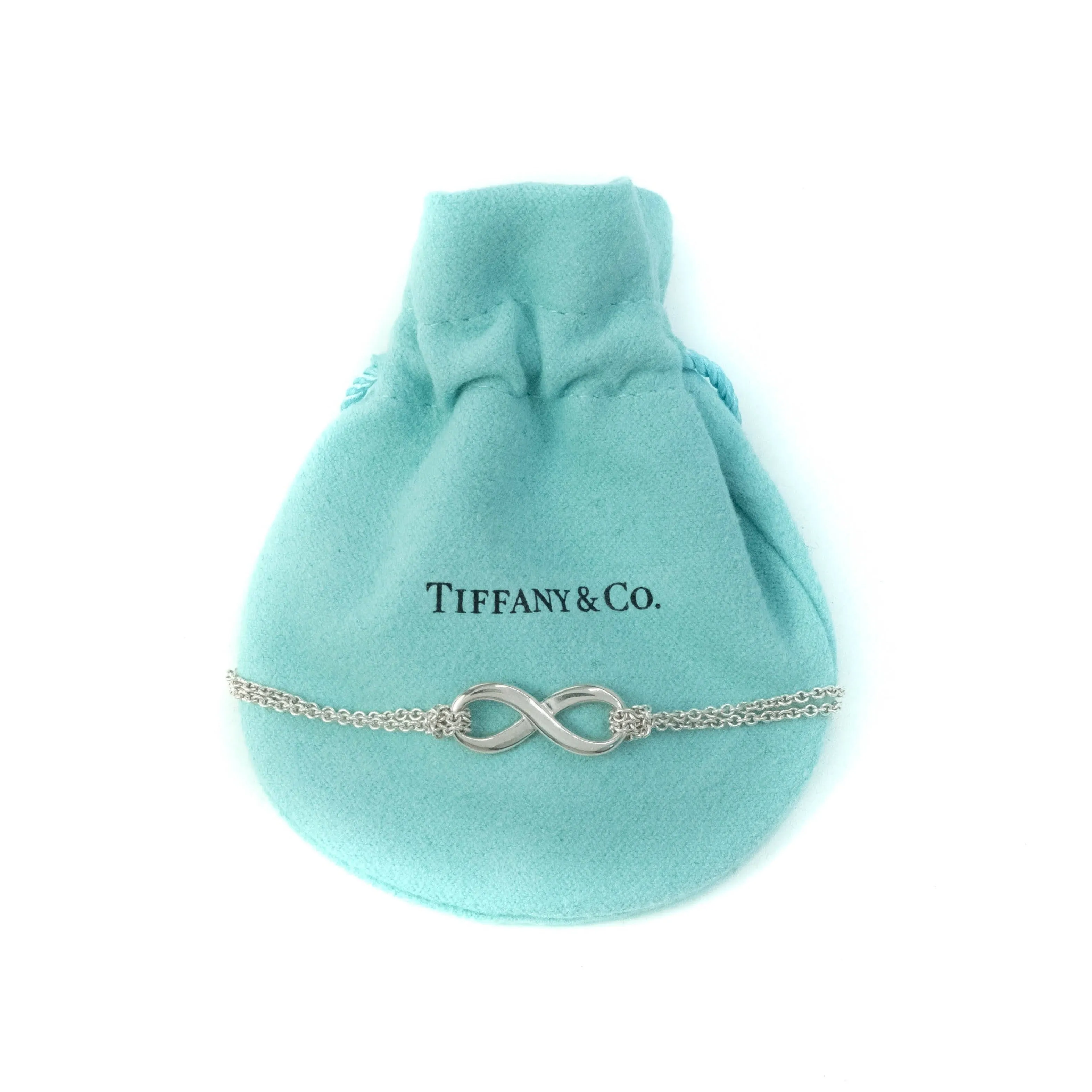 Tiffany & Co Infinity Double Chain Sterling Silver Bracelet - 15cm