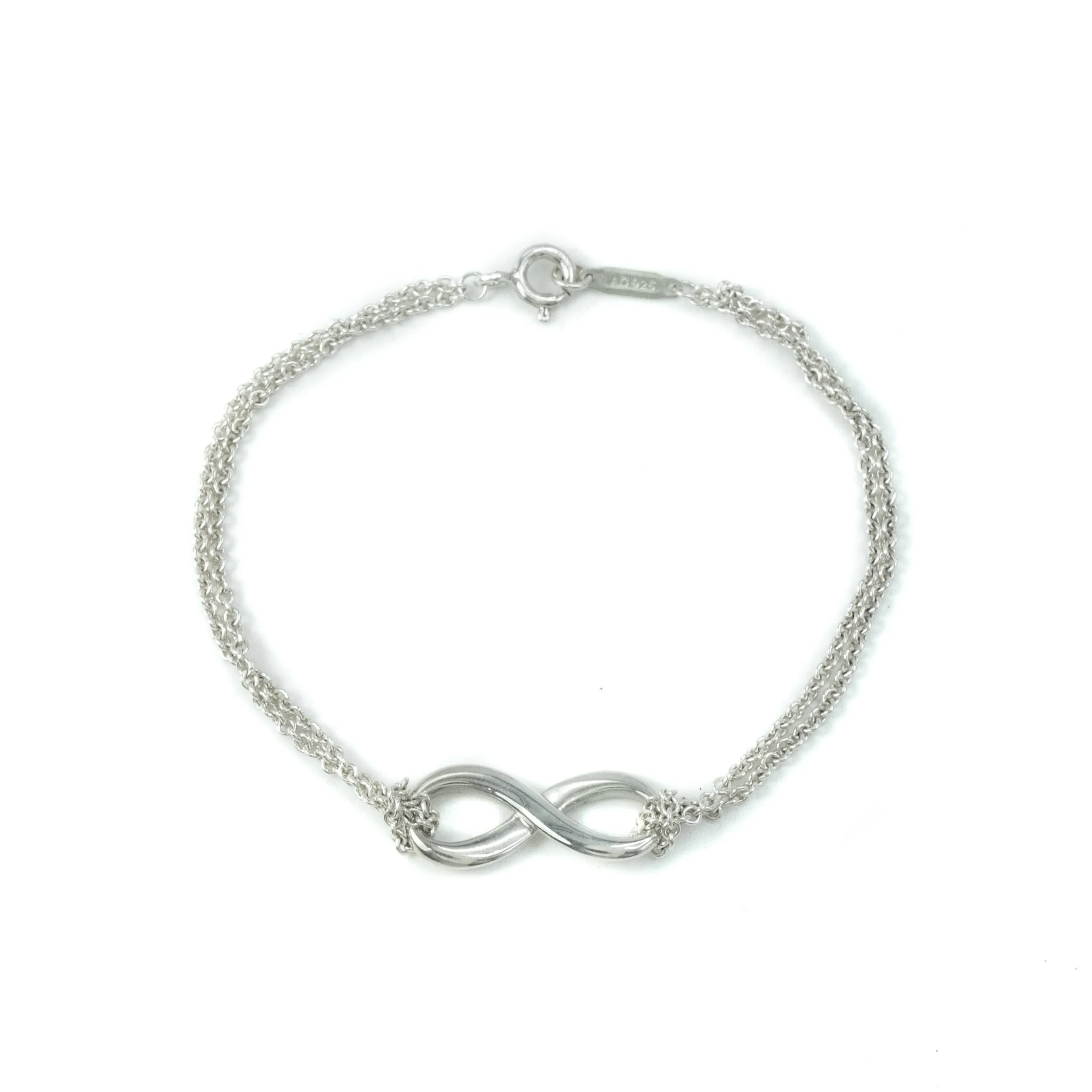 Tiffany & Co Infinity Double Chain Sterling Silver Bracelet - 15cm