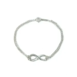 Tiffany & Co Infinity Double Chain Sterling Silver Bracelet - 15cm