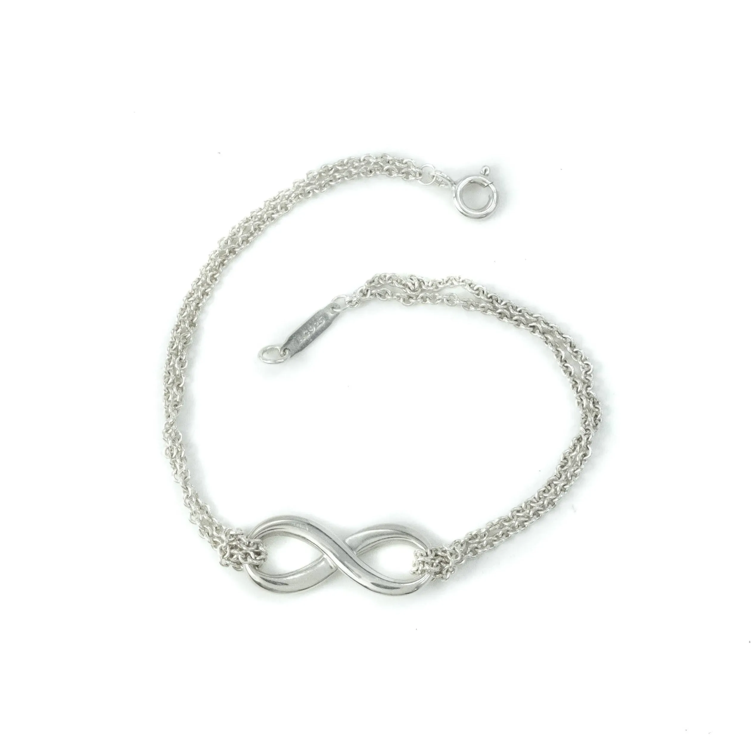 Tiffany & Co Infinity Double Chain Sterling Silver Bracelet - 15cm