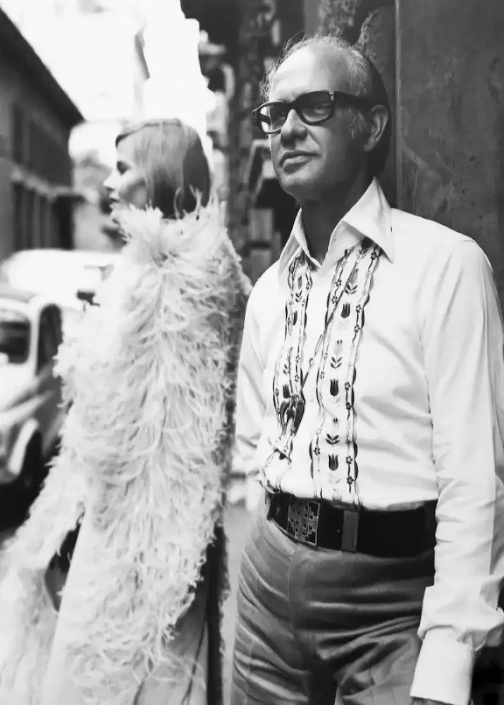 Tiziani 1960s by Karl Lagerfeld Peach Silk Plunge Dress & Feather Cape