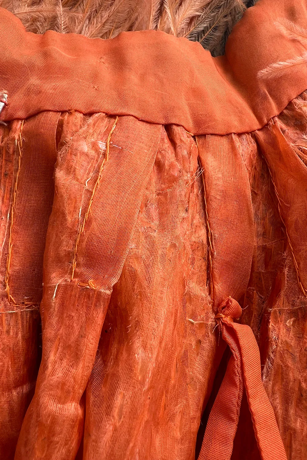 Tiziani 1960s by Karl Lagerfeld Peach Silk Plunge Dress & Feather Cape