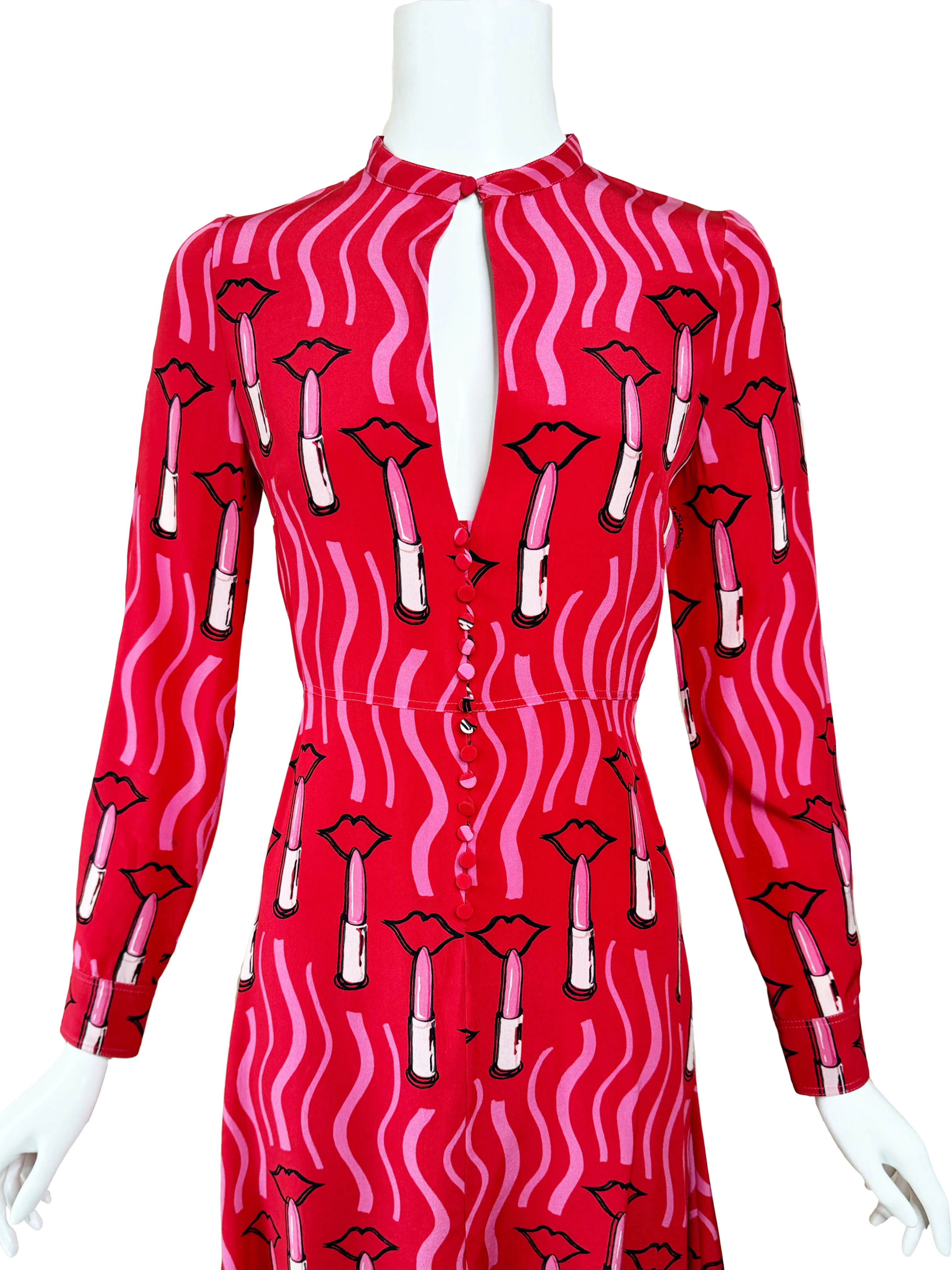 Valentino x Zandra Rhodes Lipstick Print Dress