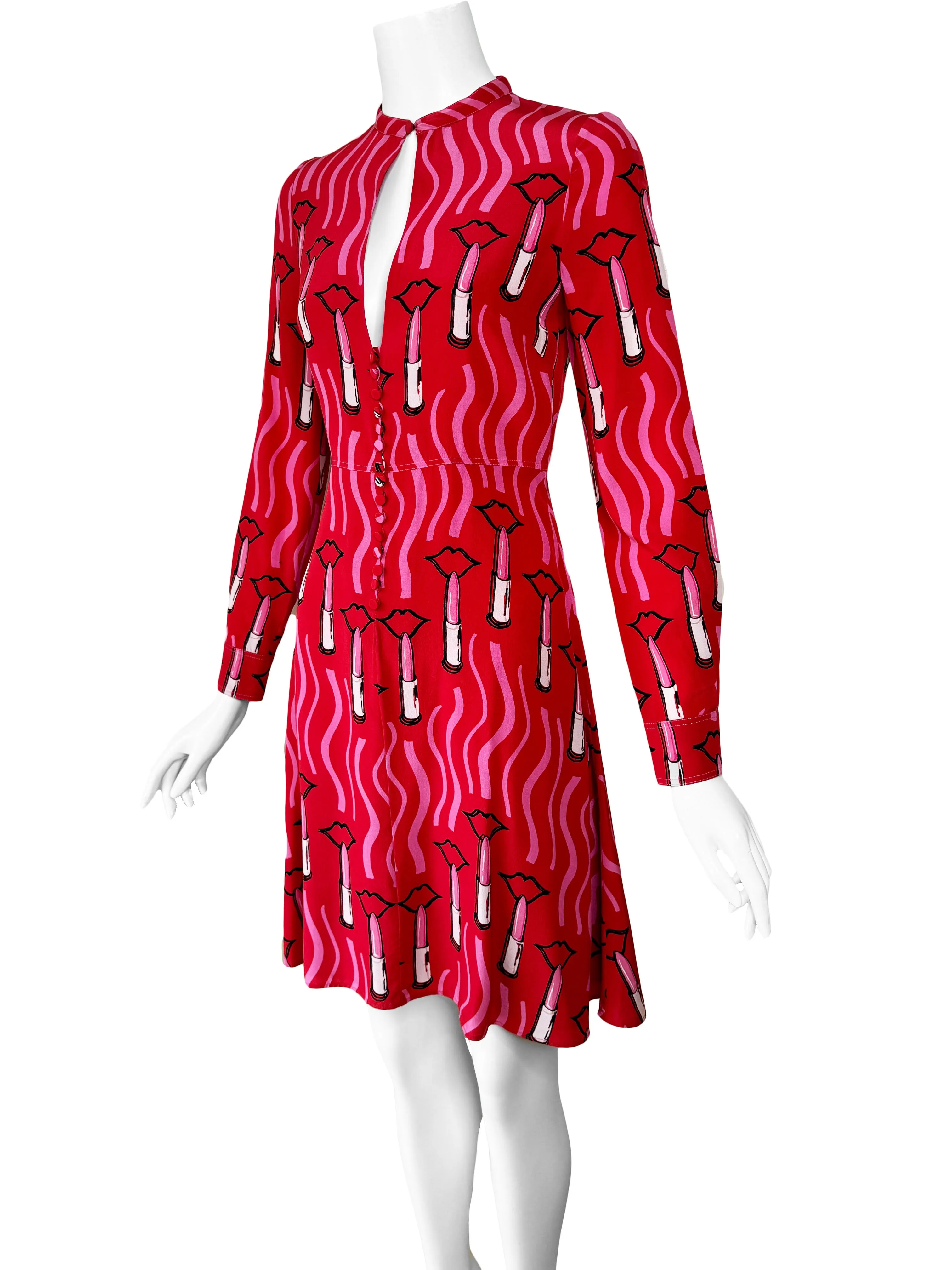 Valentino x Zandra Rhodes Lipstick Print Dress