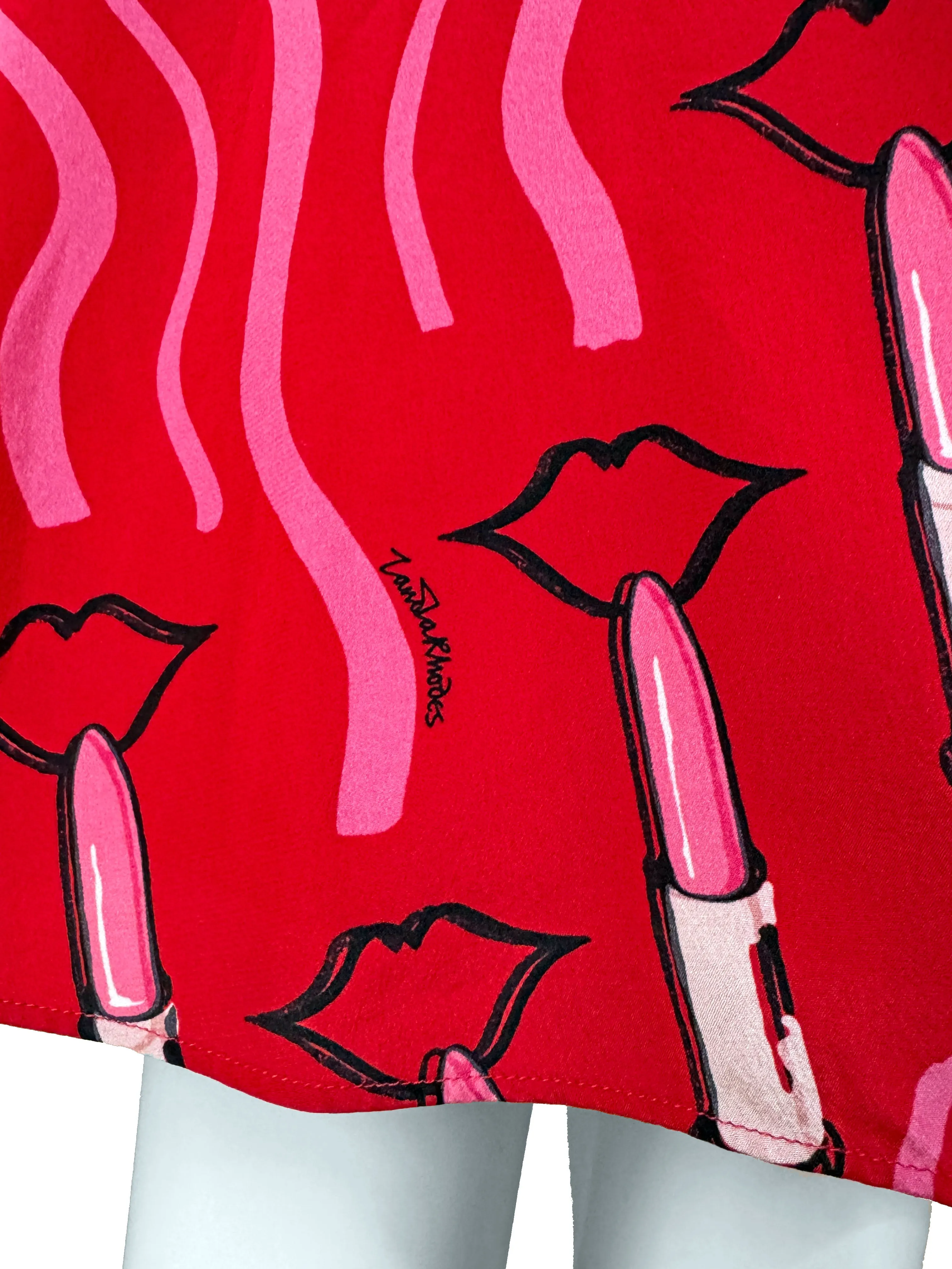 Valentino x Zandra Rhodes Lipstick Print Dress