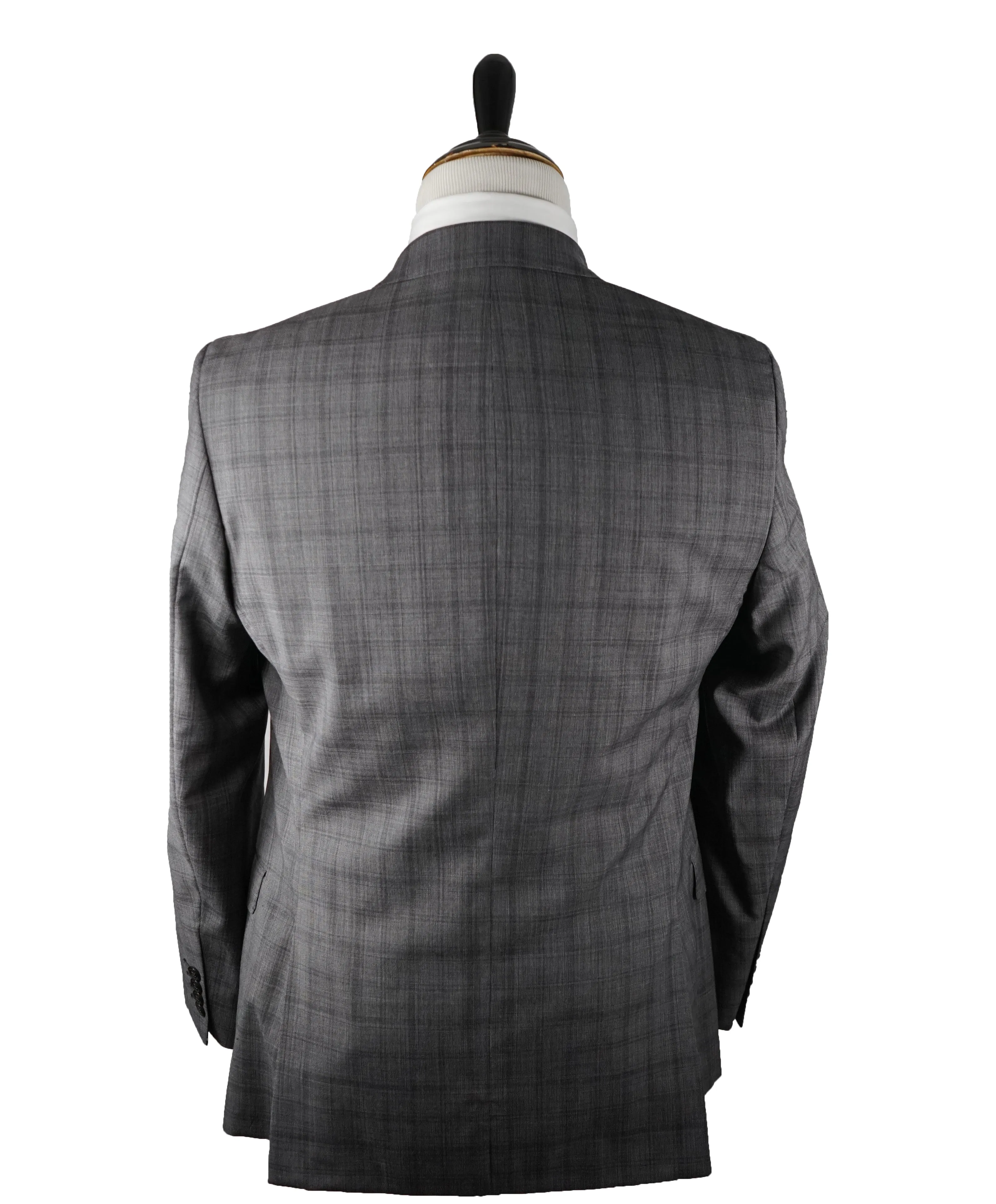 VERSACE COLLECTION - Gray Bold Check Plaid Suit Logo Buttons - 38R