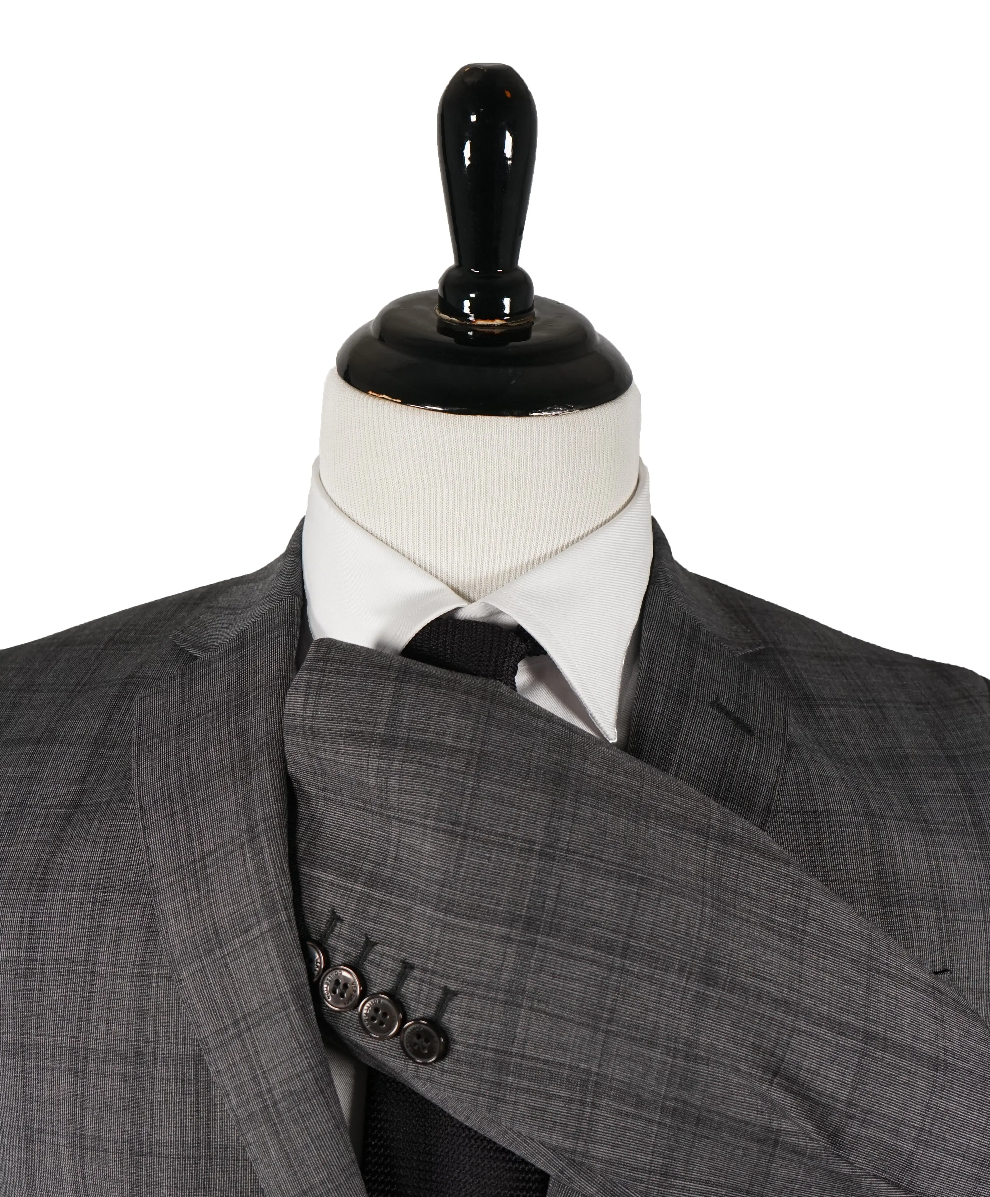 VERSACE COLLECTION - Gray Bold Check Plaid Suit Logo Buttons - 38R