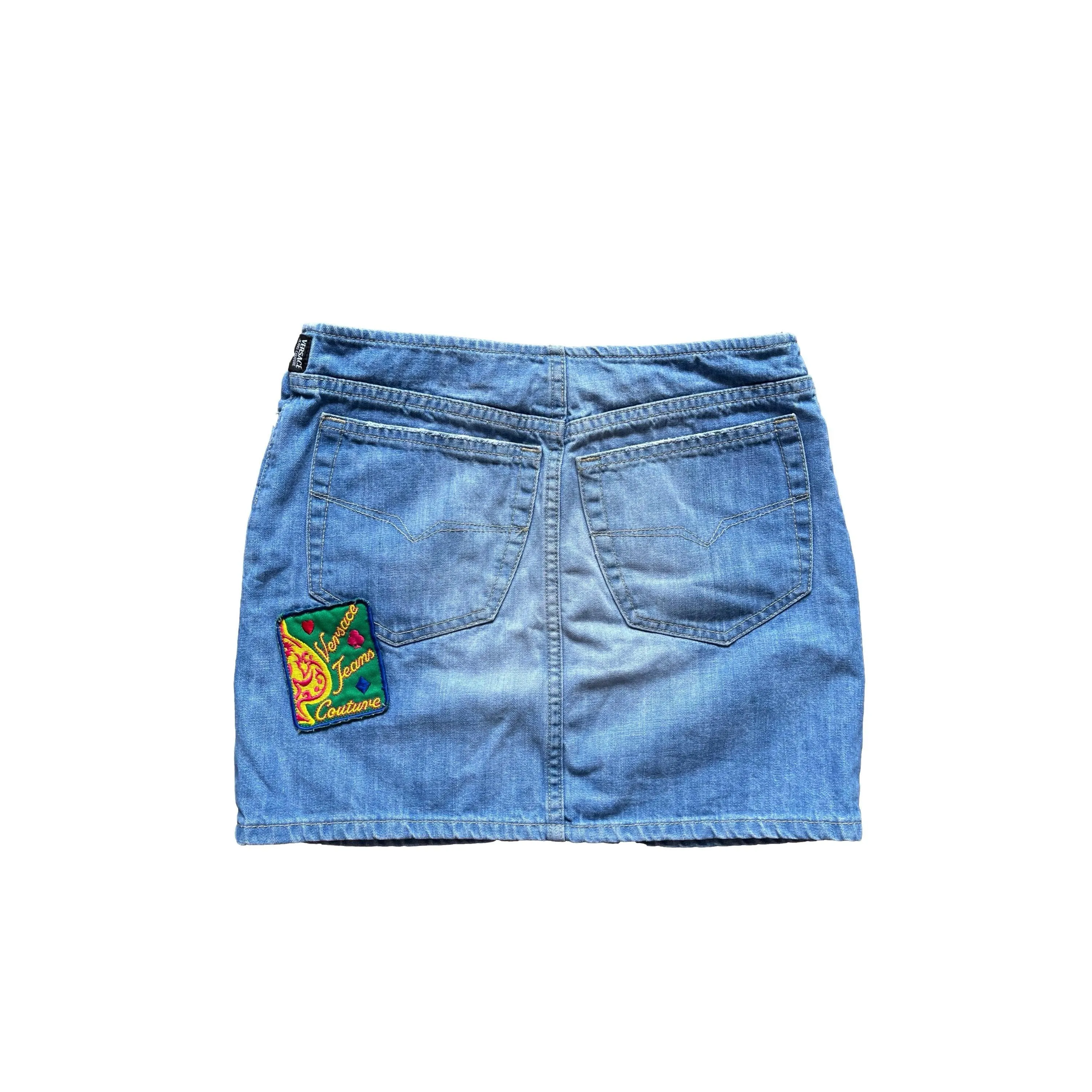 Versace Denim Patch Mini Skirt