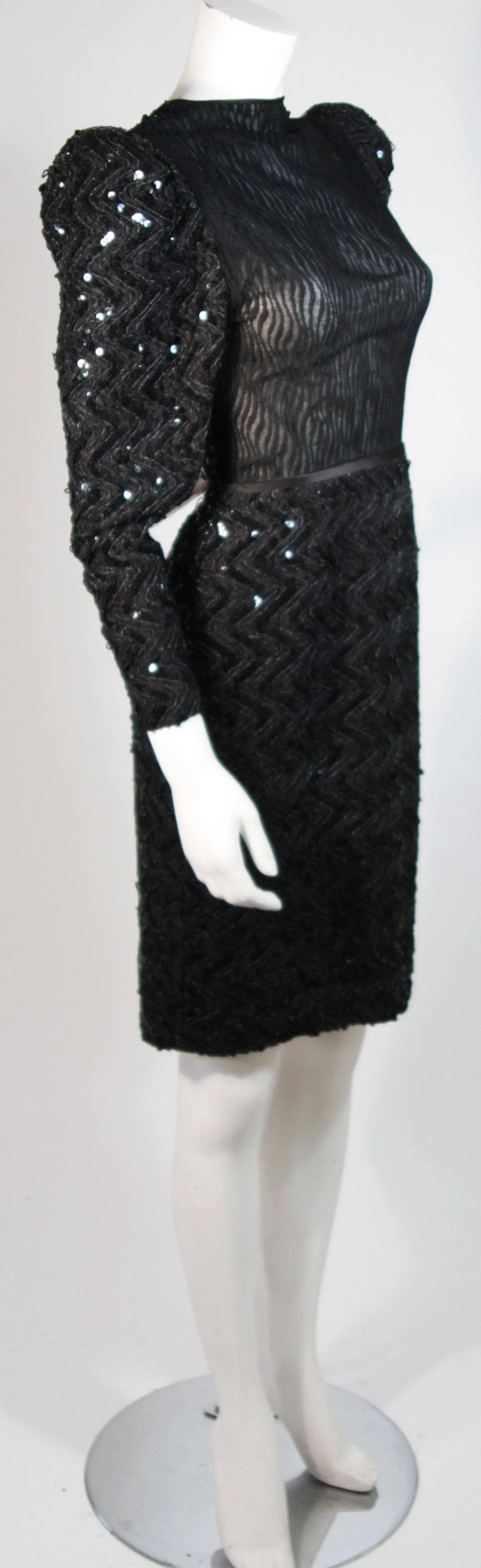 VICKY TIEL Attributed Black Sequin Cocktail Dress Size Small