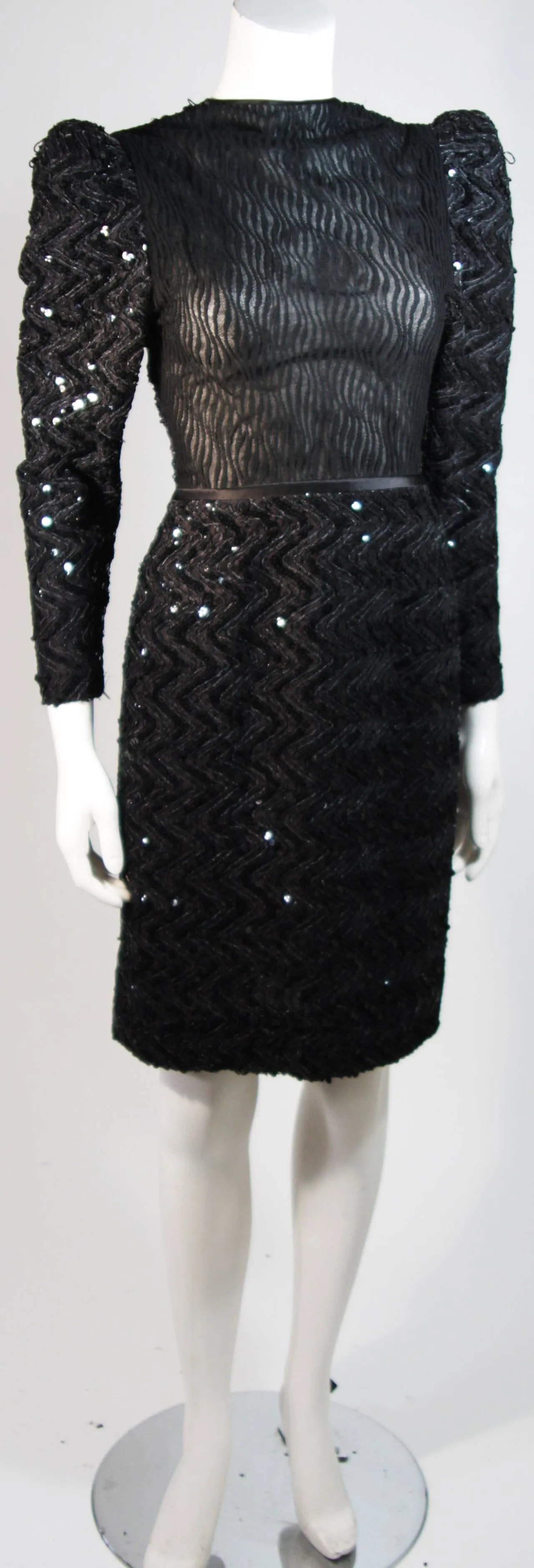 VICKY TIEL Attributed Black Sequin Cocktail Dress Size Small
