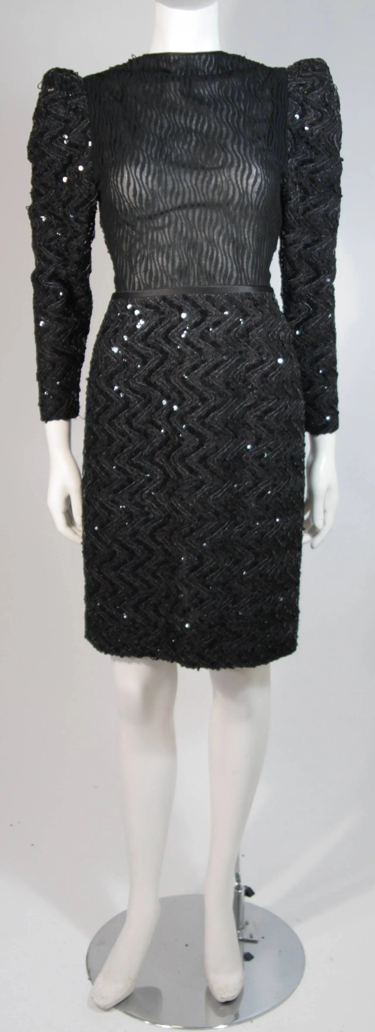 VICKY TIEL Attributed Black Sequin Cocktail Dress Size Small