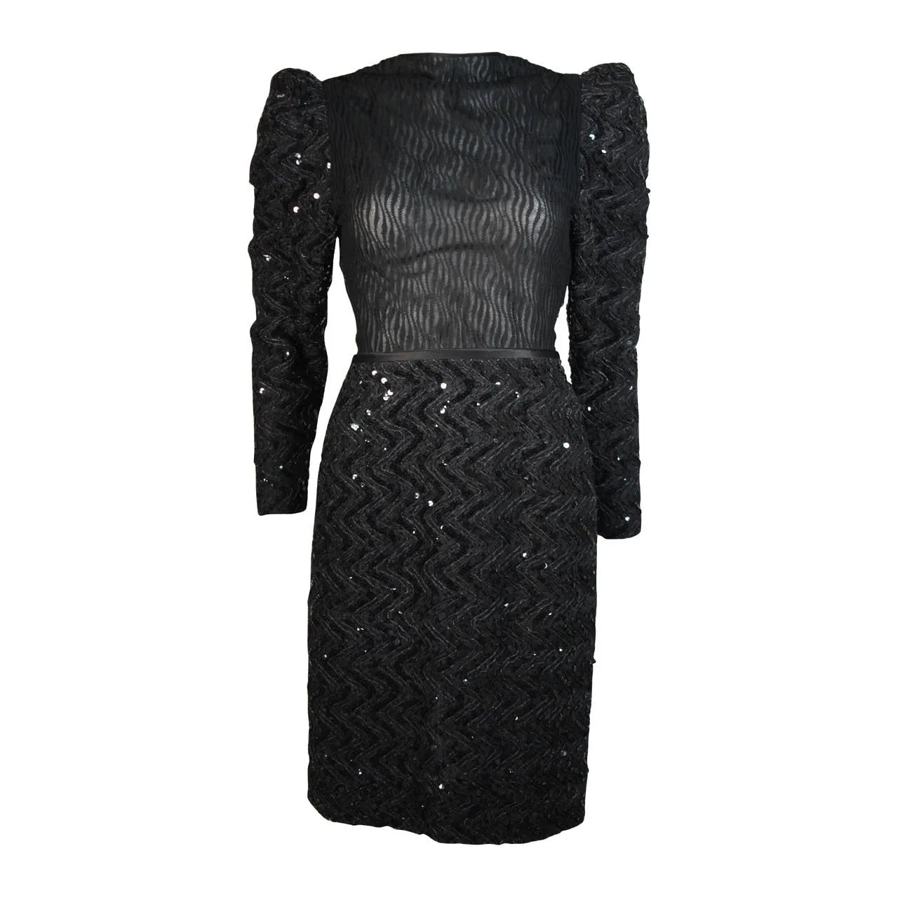 VICKY TIEL Attributed Black Sequin Cocktail Dress Size Small