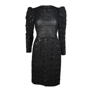 VICKY TIEL Attributed Black Sequin Cocktail Dress Size Small