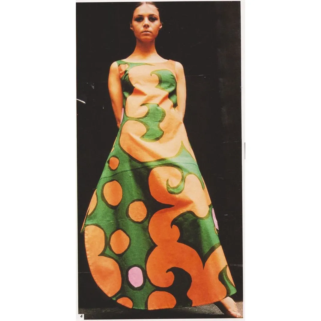 Vintage 1966 MARIMEKKO FINLAND Keidas (Oasis) by Annika Rimala  Maxi Dress Gown  42/14