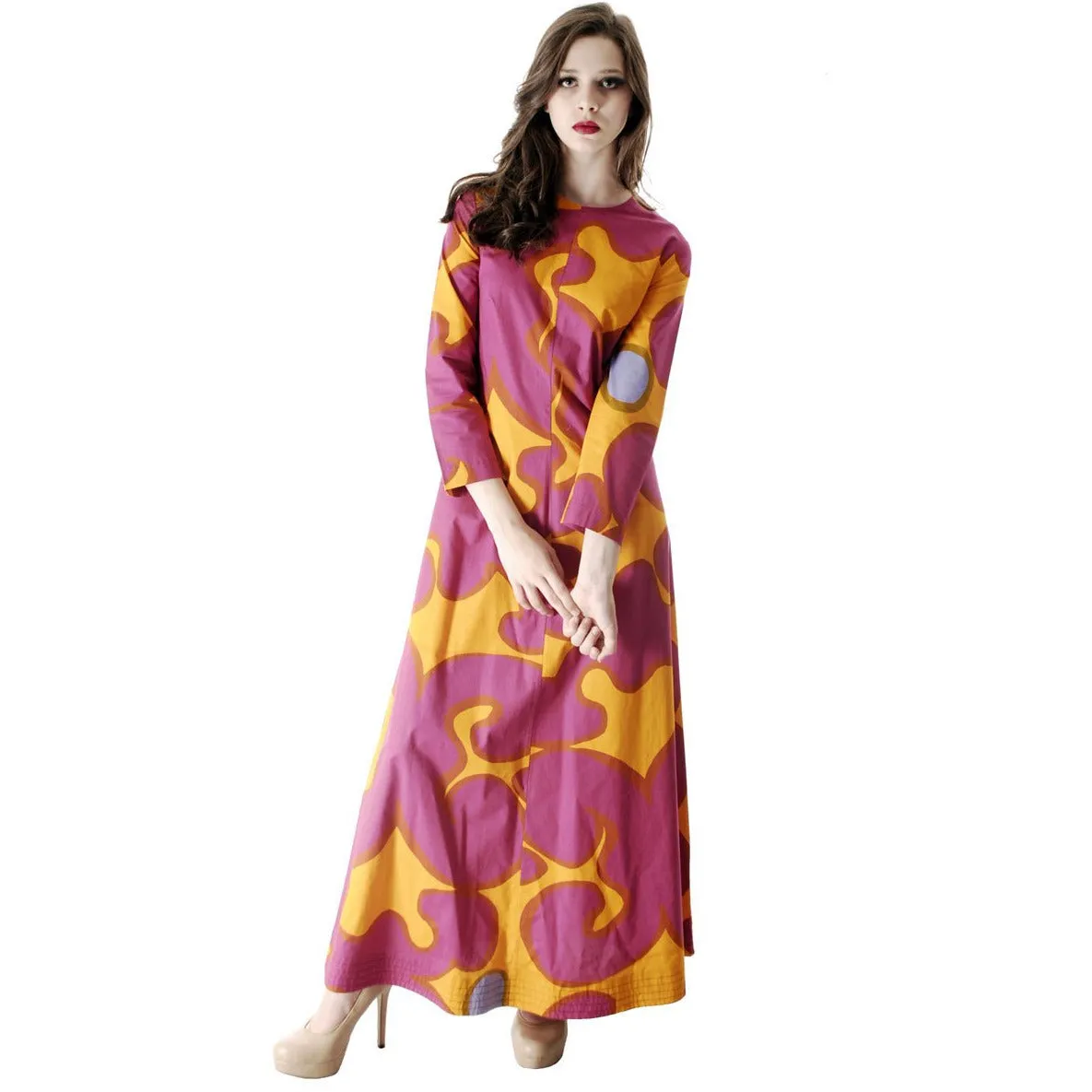 Vintage 1966 MARIMEKKO FINLAND Keidas (Oasis) by Annika Rimala  Maxi Dress Gown  42/14