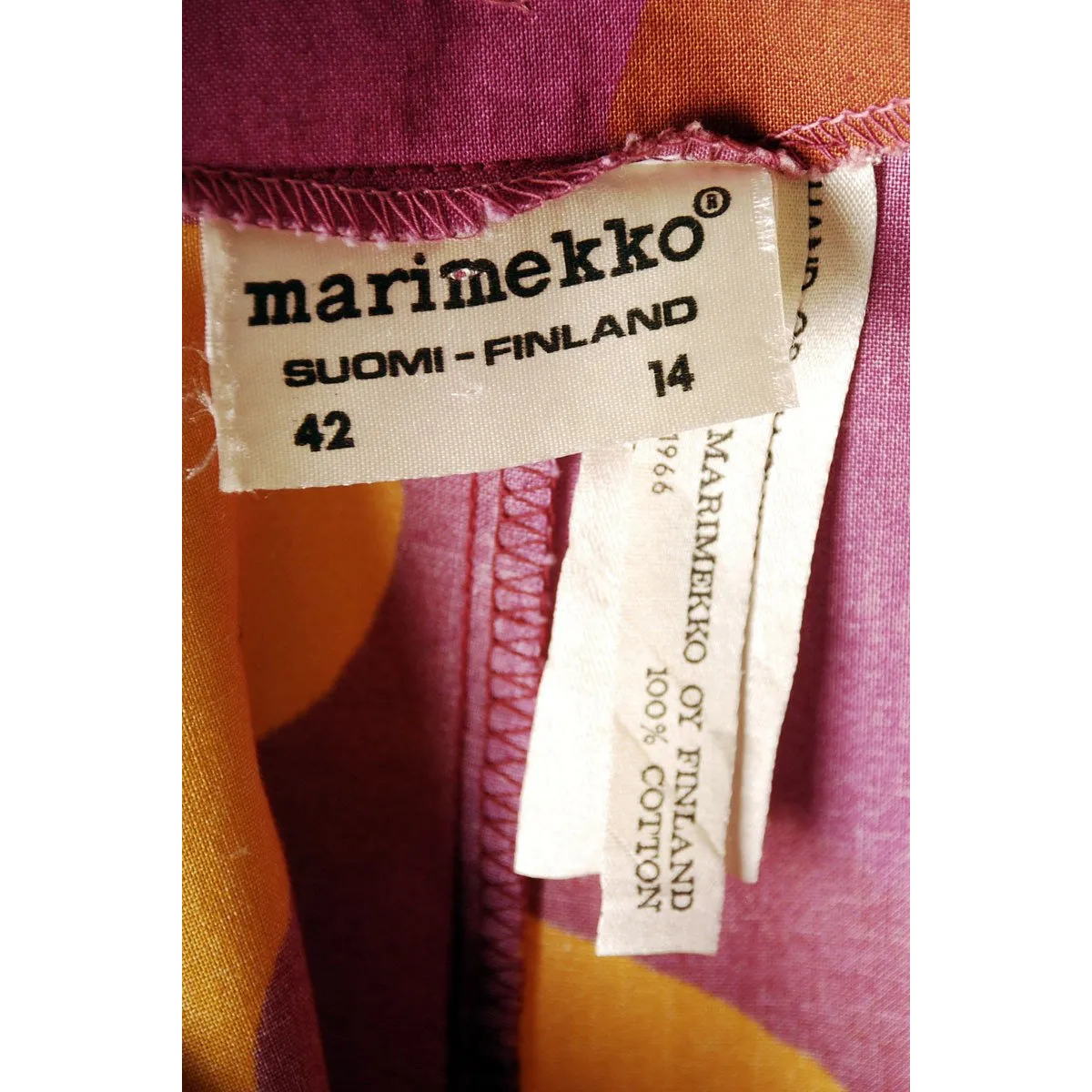Vintage 1966 MARIMEKKO FINLAND Keidas (Oasis) by Annika Rimala  Maxi Dress Gown  42/14