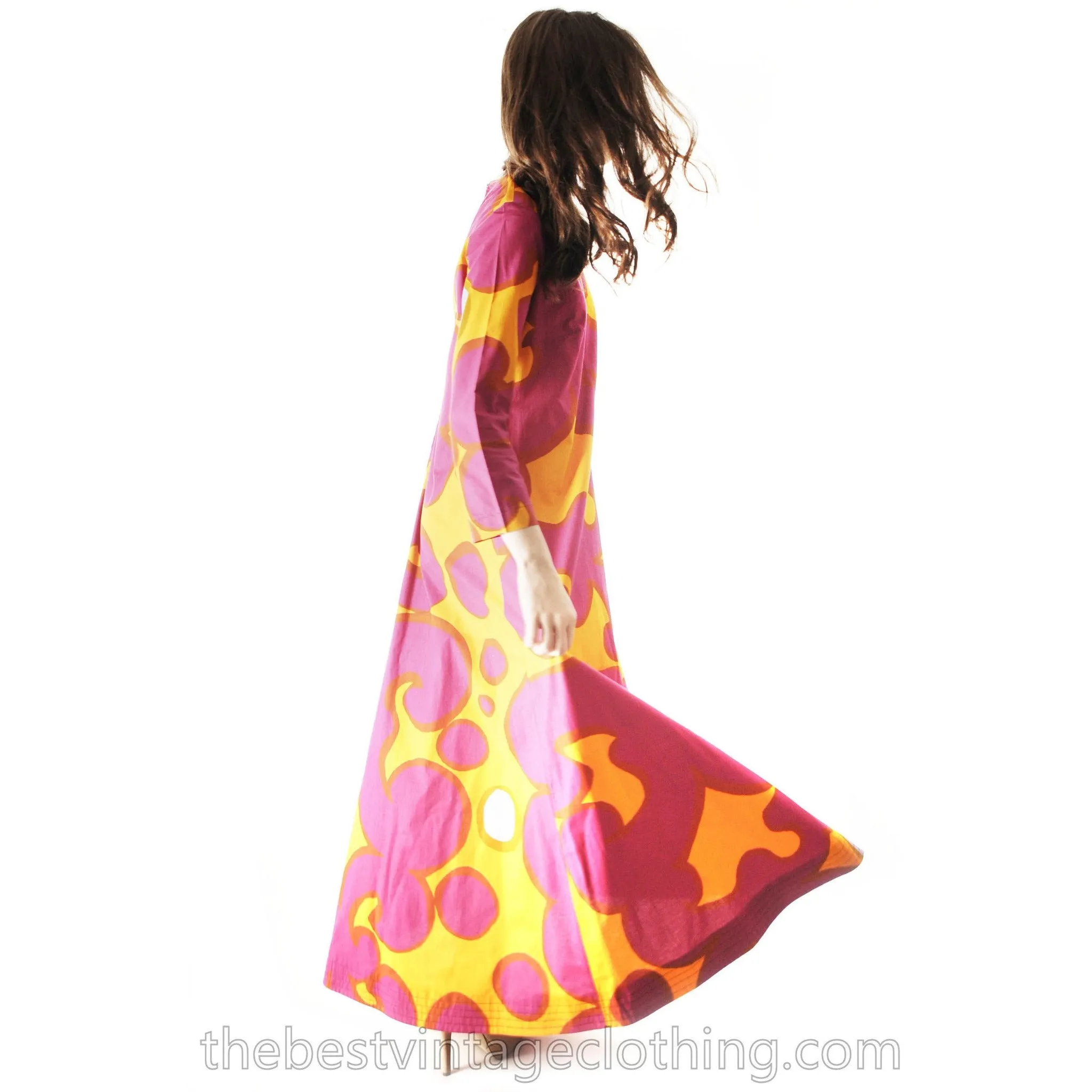 Vintage 1966 MARIMEKKO FINLAND Keidas (Oasis) by Annika Rimala  Maxi Dress Gown  42/14