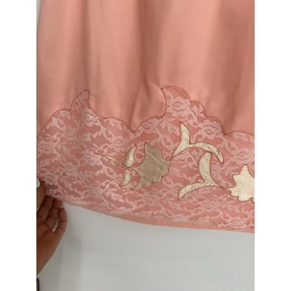 Vintage 50’s 60’s Peach Lace embroidered Half Slip