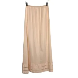 Vintage 60s Texsheen Peach Lace Side Slit Trim Full Length Slip Medium