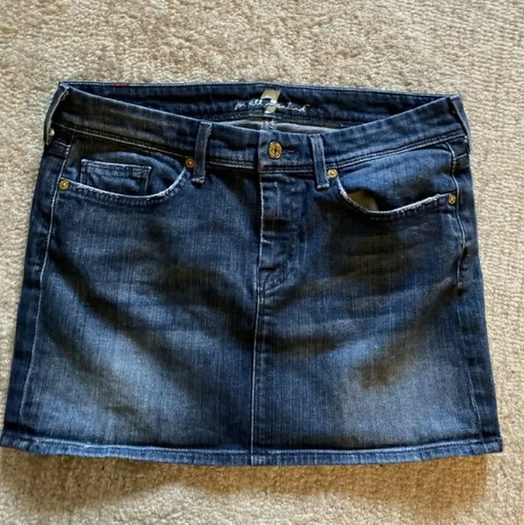 Vintage 7 For All Mankind Womens Denim Skirt Blue