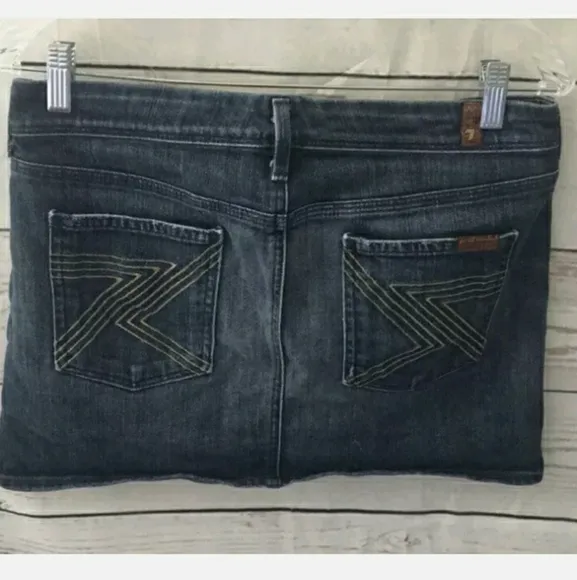 Vintage 7 For All Mankind Womens Denim Skirt Blue