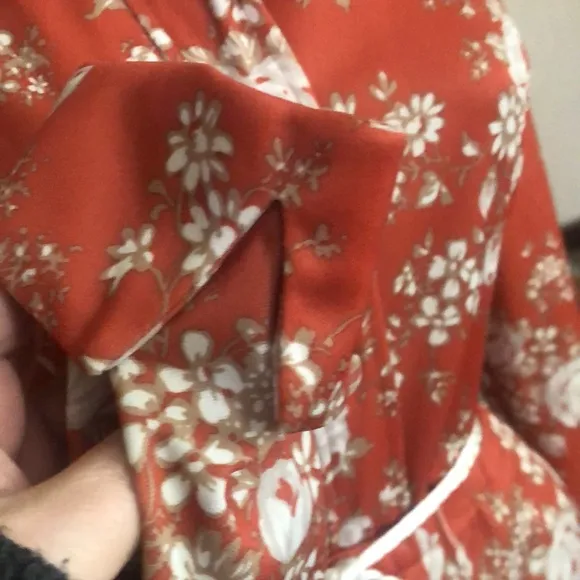 Vintage 70’s - Hal Ferman -ilgwu tagged, burnt orange &amp; white floral skirt set