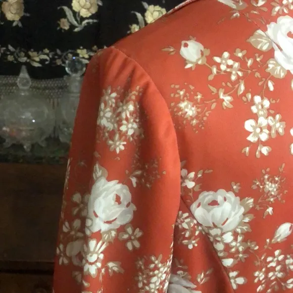 Vintage 70’s - Hal Ferman -ilgwu tagged, burnt orange &amp; white floral skirt set
