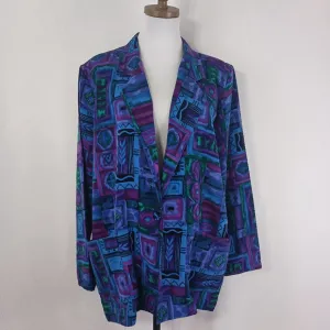 Vintage 80s Tropics Women's Abstract Multicolored Plus Size Blazer size Large
