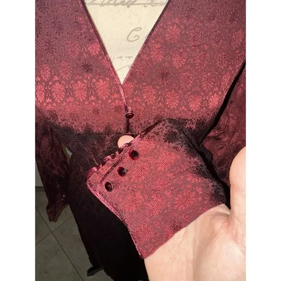Vintage 80s Umi Collections By Anne Crimmins Silk Midi Dress In Ruby Red Size 4