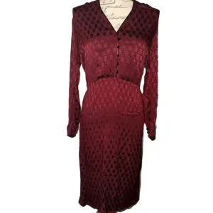 Vintage 80s Umi Collections By Anne Crimmins Silk Midi Dress In Ruby Red Size 4