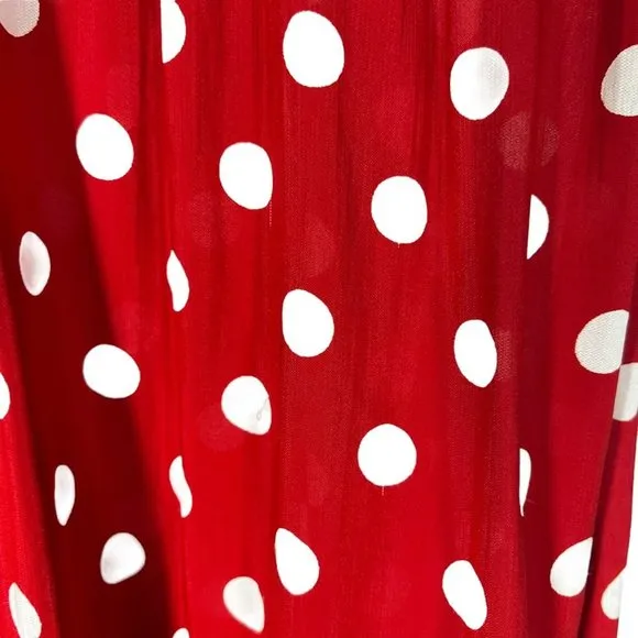 Vintage 90s Red White Polkadot Pull On Mini Full Skirt Small
