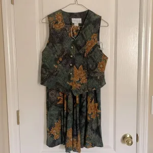 Vintage Bedford Fair Lifestyles Quilted Floral Vest and Skirt Set