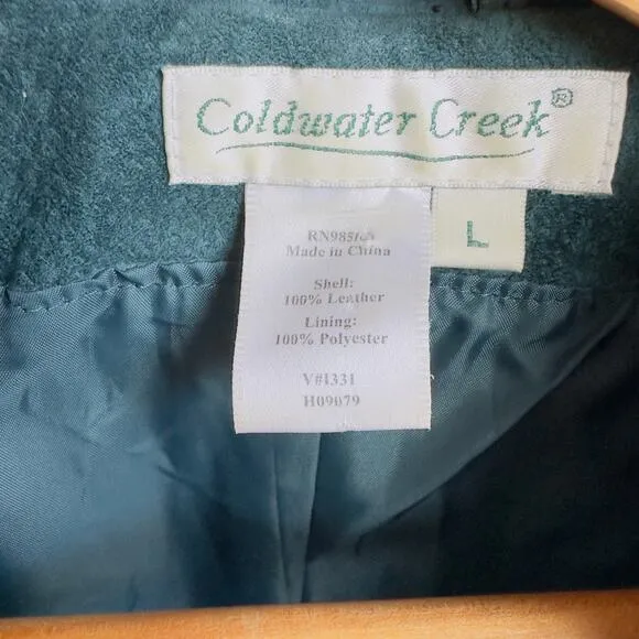 Vintage Blue Suede Jacket Coldwater Creek  Boho Tailored Seam Tapered Coat L