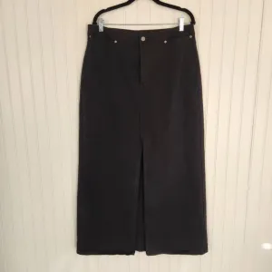 VINTAGE GAP Black Stretch Cotton Blend Maxi Slit Skirt size 16