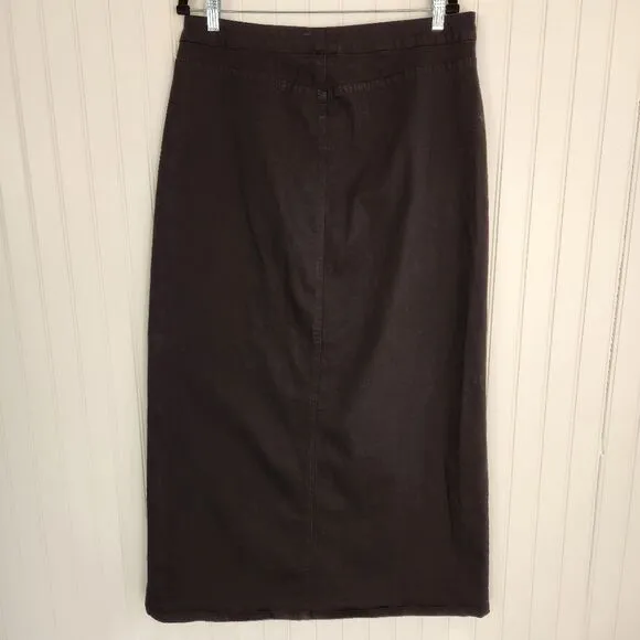 VINTAGE GAP Black Stretch Cotton Blend Maxi Slit Skirt size 16