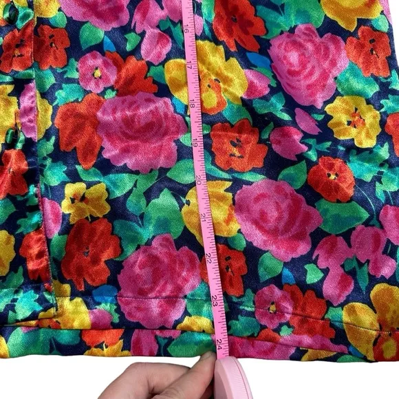 Vintage Gold Label Victoria’s Secret Floral Satin Button Up Pajama Set SZ Small
