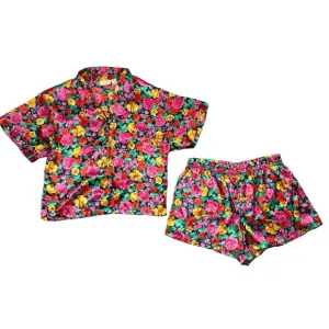 Vintage Gold Label Victoria’s Secret Floral Satin Button Up Pajama Set SZ Small