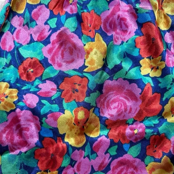 Vintage Gold Label Victoria’s Secret Floral Satin Button Up Pajama Set SZ Small