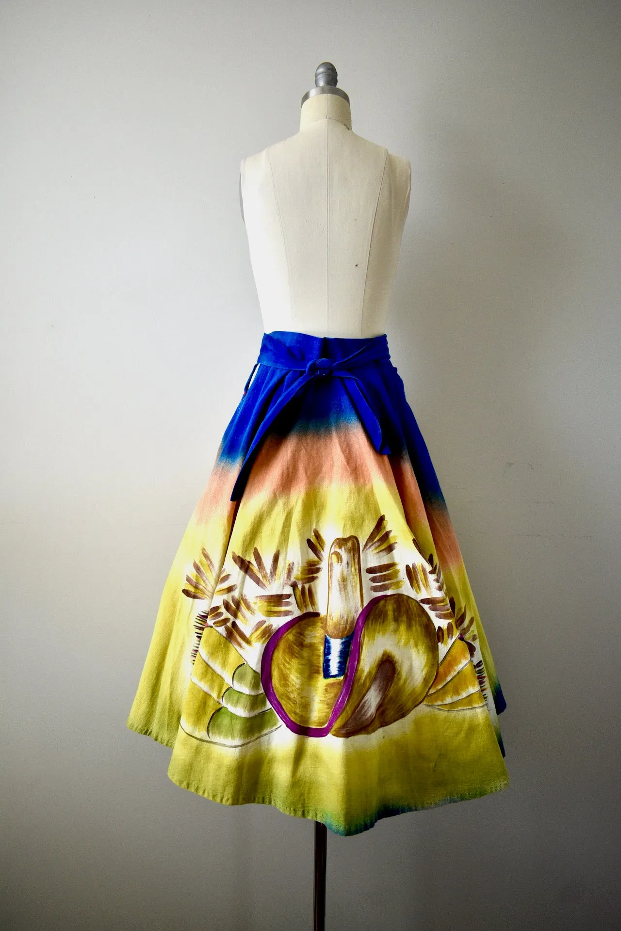 Vintage Hand Painted Mexican Circle Skirt