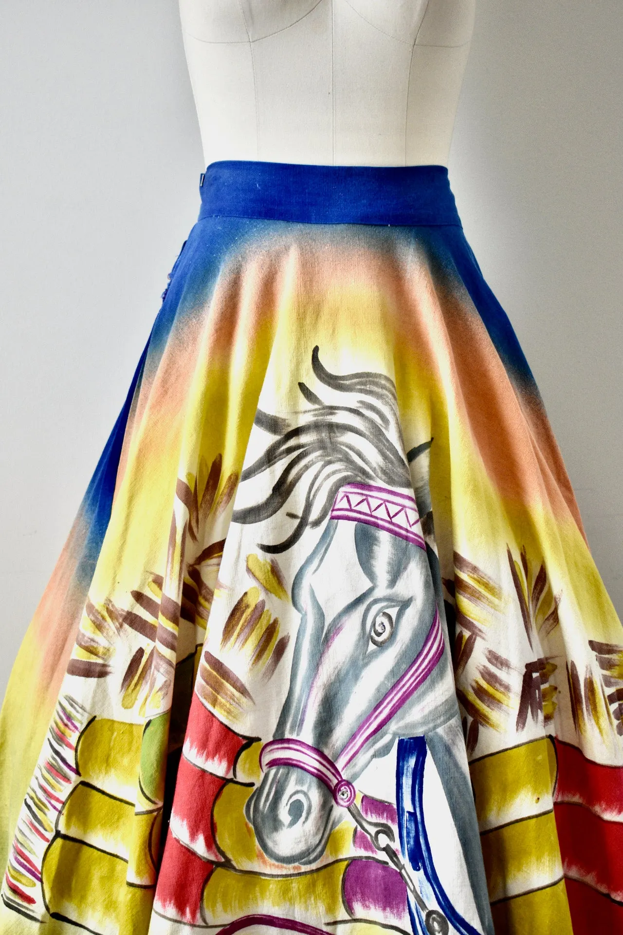 Vintage Hand Painted Mexican Circle Skirt