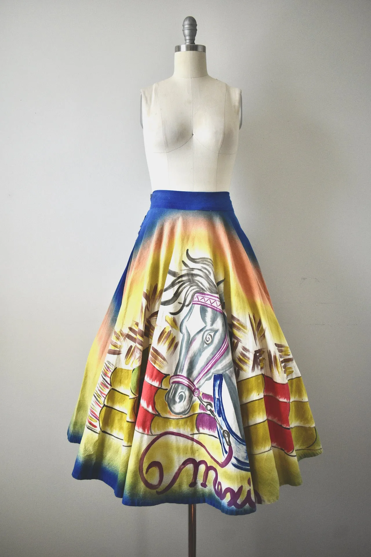 Vintage Hand Painted Mexican Circle Skirt