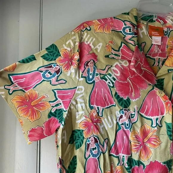 Vintage Heart of Palms Hawaiian Aloha Hula Girl Skirt Set