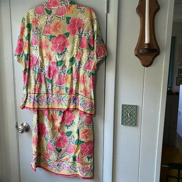 Vintage Heart of Palms Hawaiian Aloha Hula Girl Skirt Set