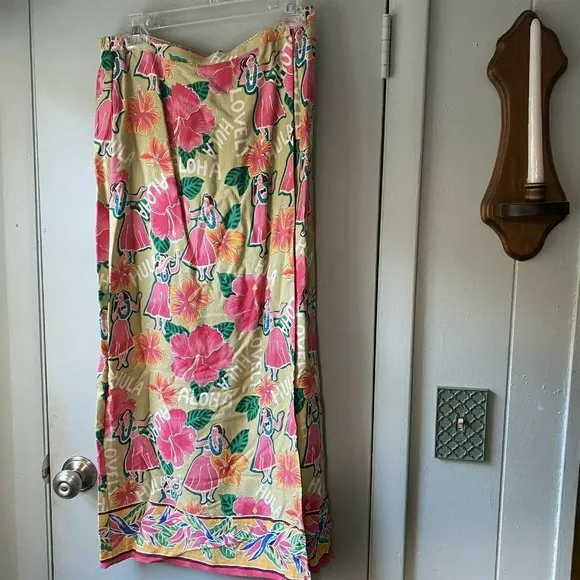 Vintage Heart of Palms Hawaiian Aloha Hula Girl Skirt Set