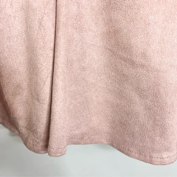 Vintage Joseph Ribkoff soft pink faux suede union made flared midi skirt 8