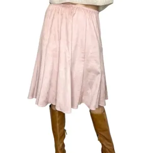 Vintage Joseph Ribkoff soft pink faux suede union made flared midi skirt 8